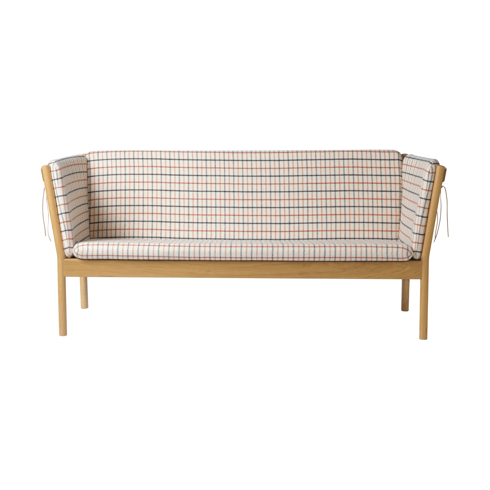 J149 sofa, Fabric red-lacquered oak, 3-seater FDB Møbler
