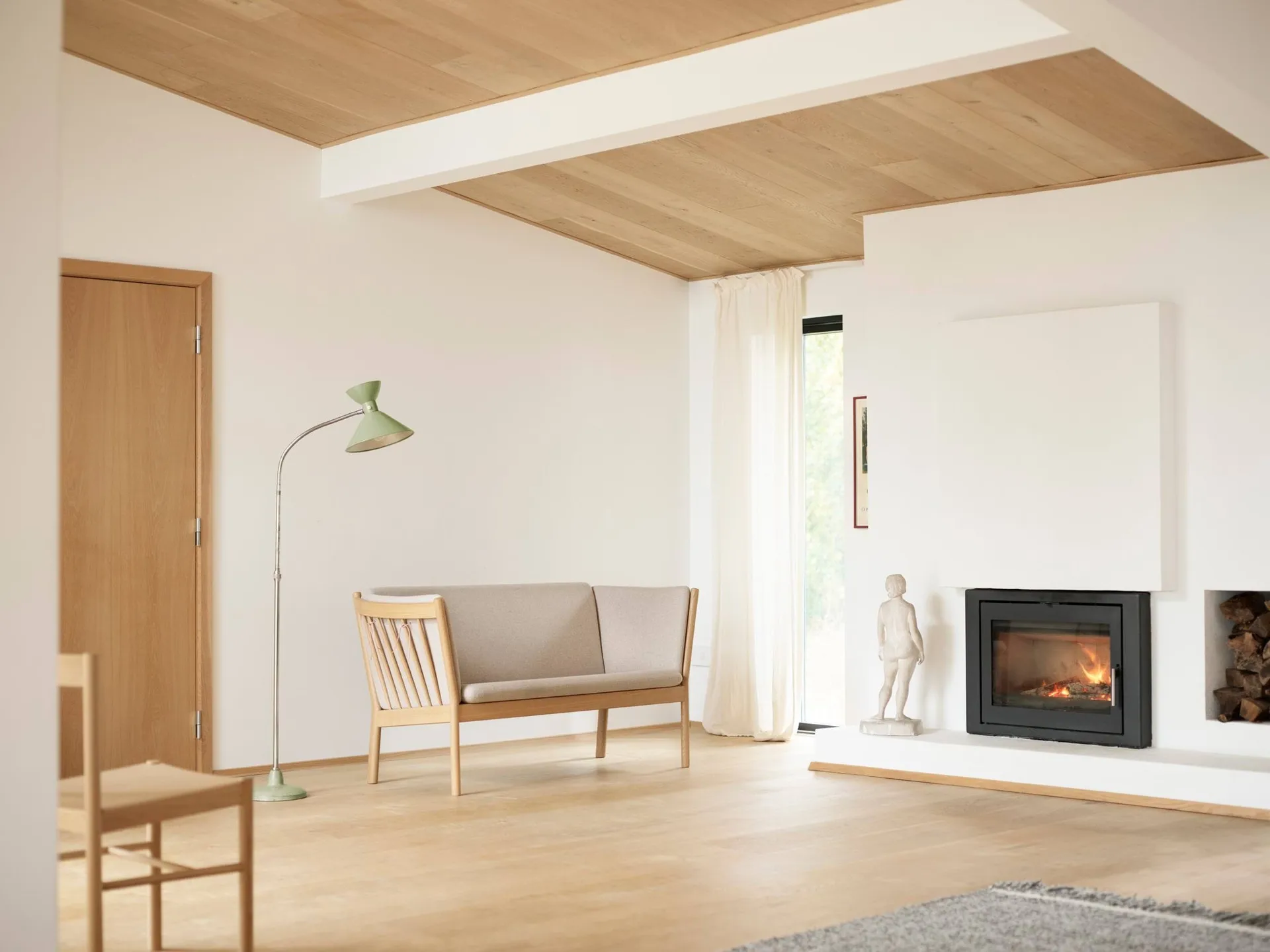 J149 sofa, Leather cognac-lacquered oak, 3-seater FDB Møbler