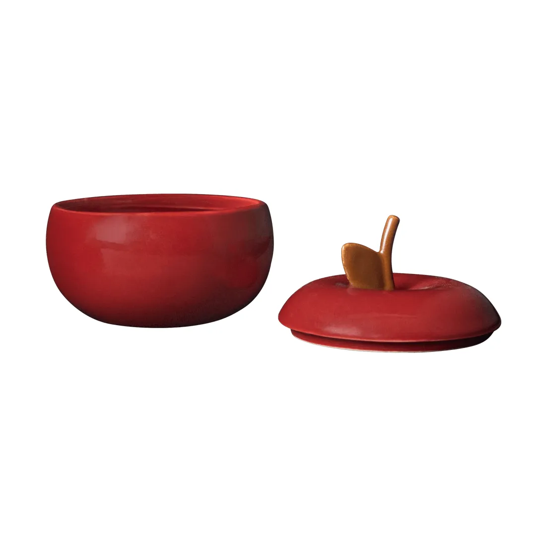 Apple ceramic bowl with lid, Deep red, Ø9.5 cm Ferm Living
