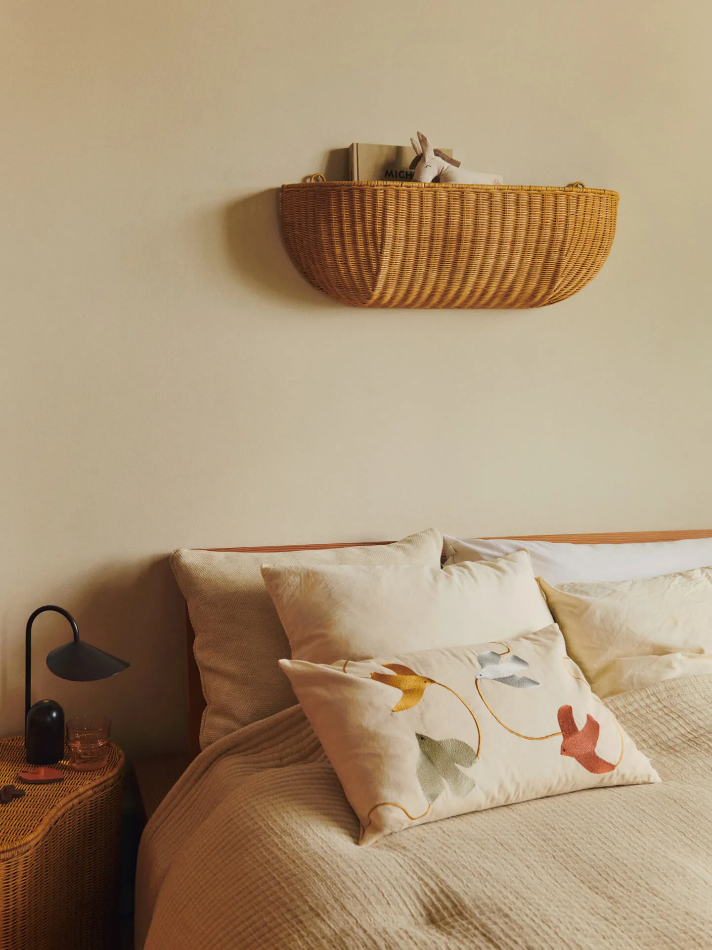 Braided wall pocket wall basket 25x75 cm, Natural Ferm Living