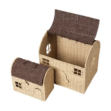 Casu house-shaped storage baskets, 2 pieces - Natural-dark brown - Ferm Living