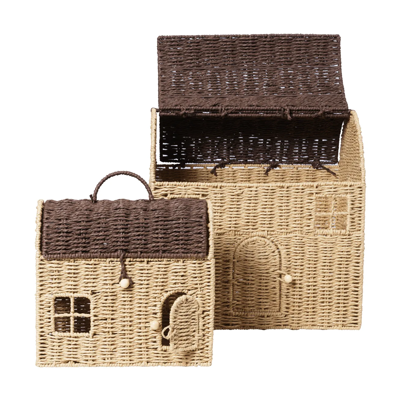 Casu house-shaped storage baskets, 2 pieces, Natural-dark brown Ferm Living
