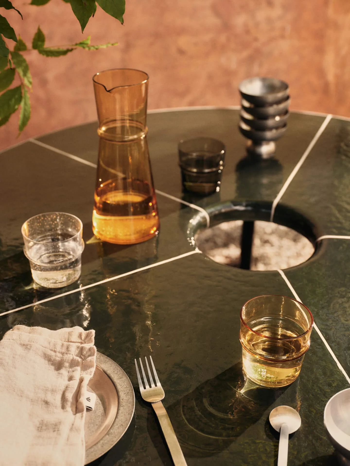 Deya dining table, Dark green, Ø120x75 cm Ferm Living