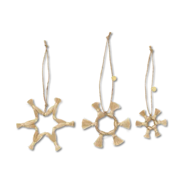 Ferm Living Jute Stars Christmas decoration 3 pieces - Natural - Ferm Living