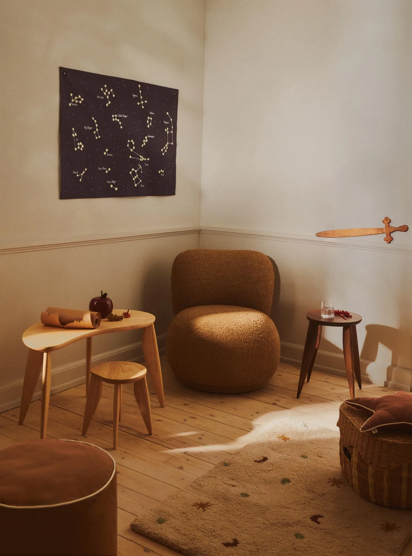 Feve kids stool, Untreated Ash Ferm Living