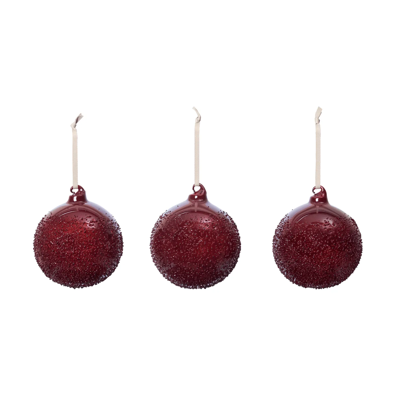 Flurry Christmas baubles 3-pack, L, Picante Red Ferm Living