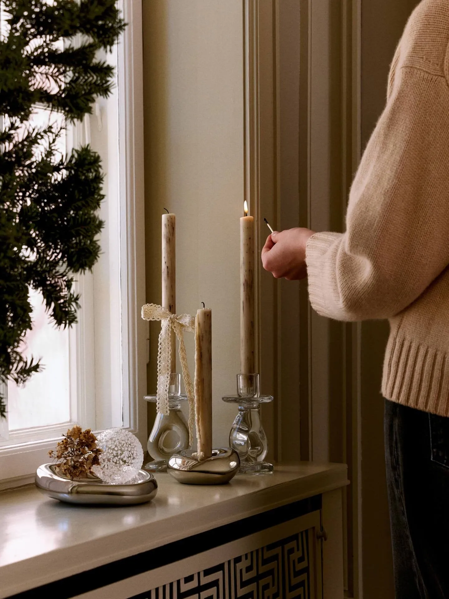 Flurry Christmas baubles 3-pack, L, White Ferm Living