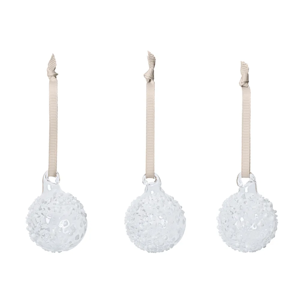 Flurry Christmas baubles 3-pack, S, White Ferm Living