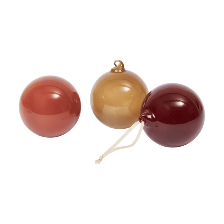 Glass bauble Christmas ornaments L Ø10 cm 3 pieces - Roseate Opaque - Ferm Living