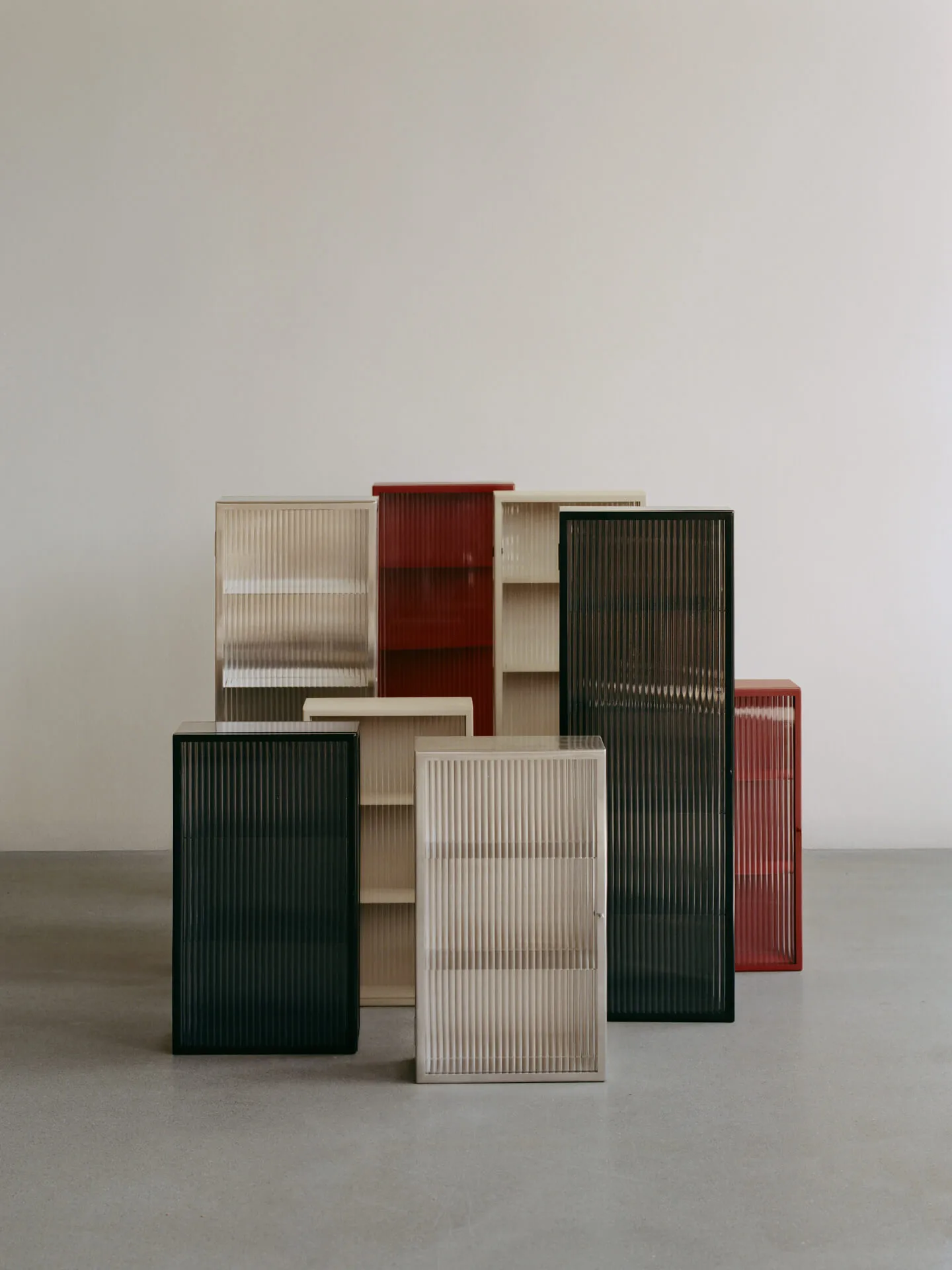 Haze wall cupboard, Reeded glass - stainless steel Ferm Living