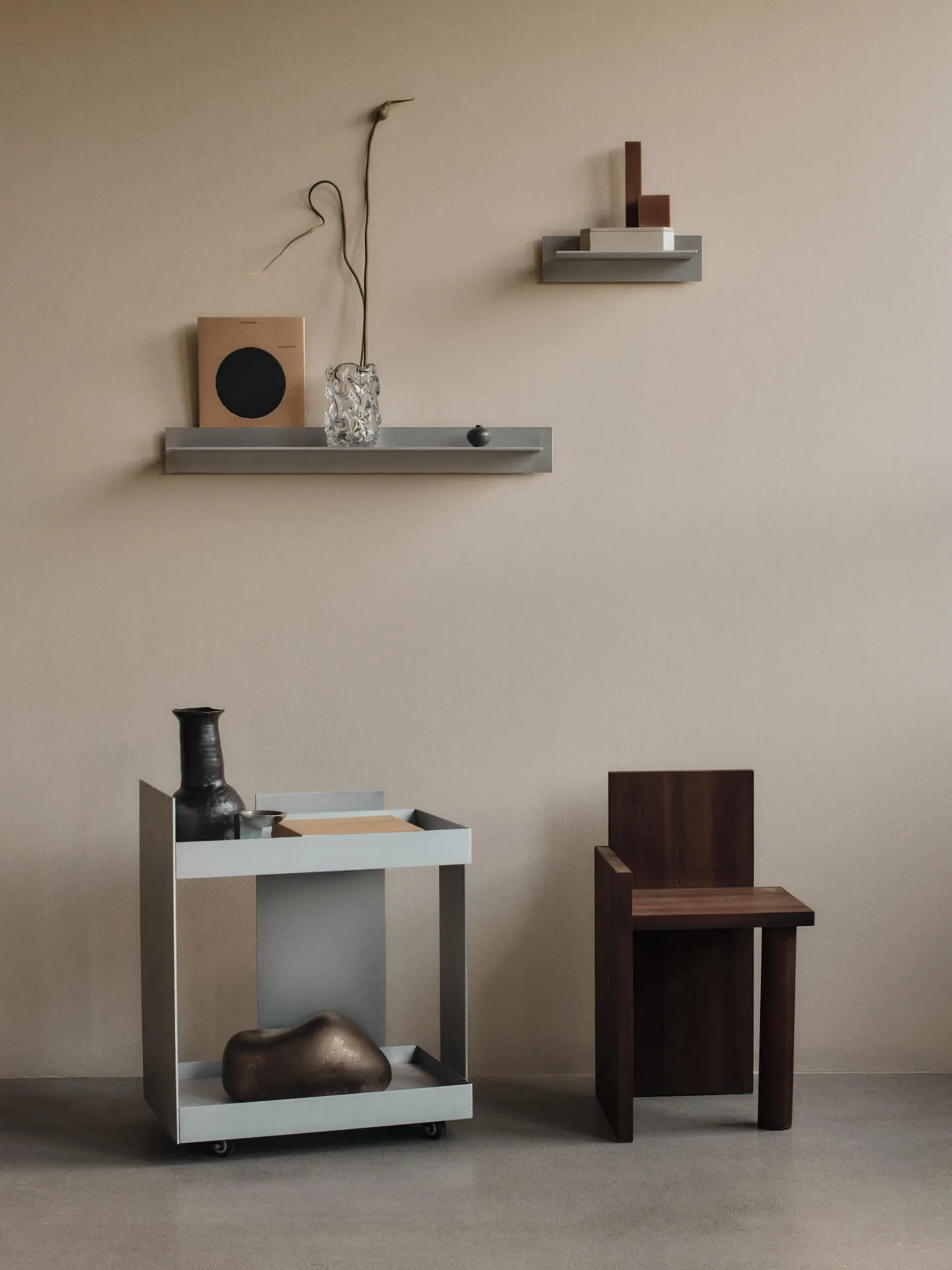 Lager wall shelf single 35, Aluminium Ferm Living