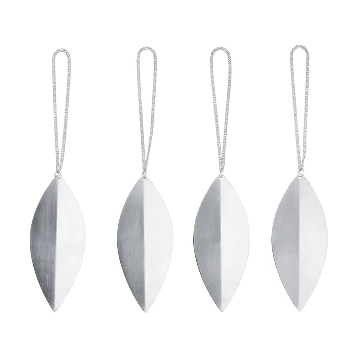 Leaf Christmas tree ornaments - Silver, 4-pack - Ferm Living