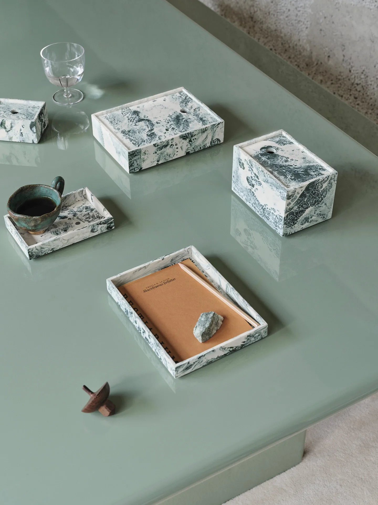 Mist storage box 10x15 cm, Emerald-off white Ferm Living