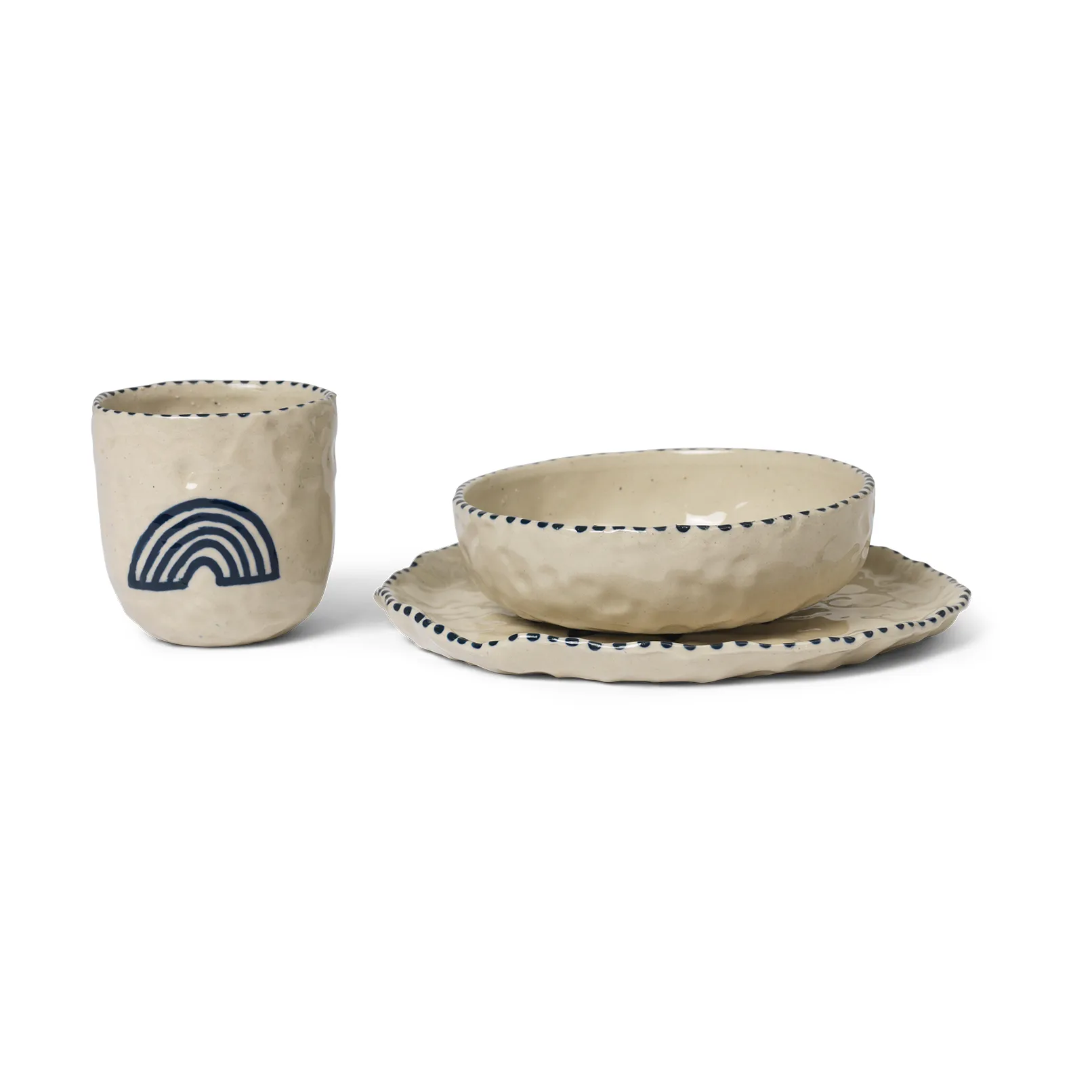 Naive children's dinnerware set 3 pieces, Deep blue Ferm Living