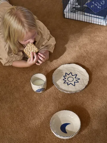 Naive children's dinnerware set 3 pieces - Deep blue - Ferm Living