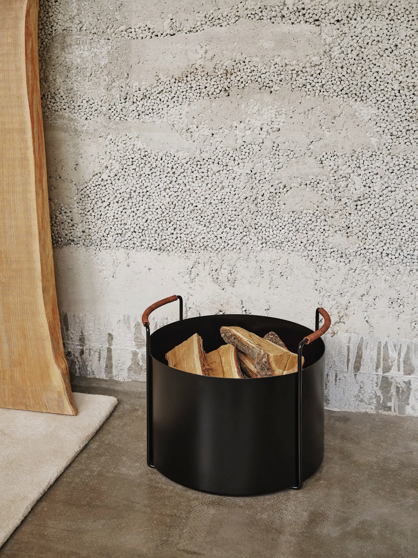 Port wood basket, 42x40x32,4 cm, Black Ferm Living