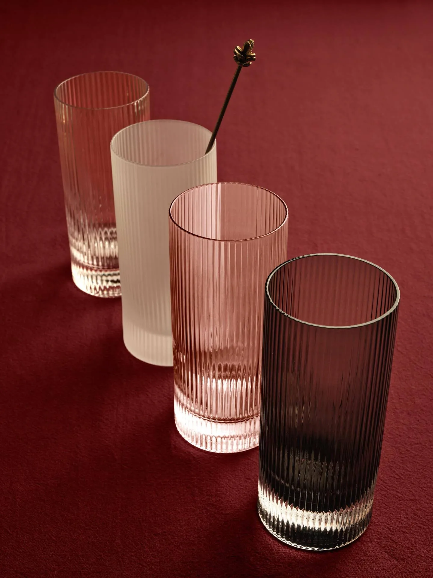 Ripple Highball glasses 48 cl 2-pack, Smoked grey Ferm Living
