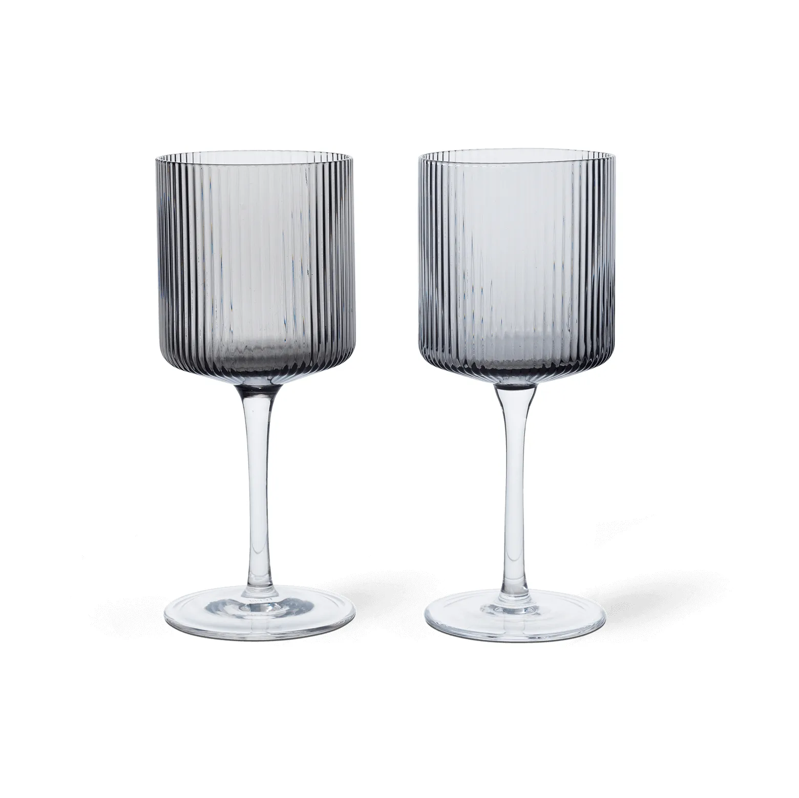Ripple white wine glass 26 cl 2-pack, Smoked grey Ferm Living