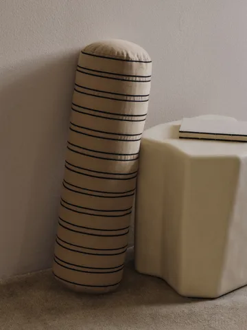 Twill bolster cylinder pillow - Cashmere-black - Ferm Living