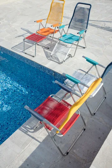 Spaghetti sun lounger with footrest - Multi-blue - Fiam