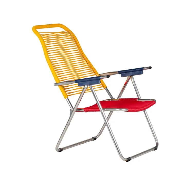 Spaghetti sun lounger without footrest - Multi-aluminium frame-yellow - Fiam