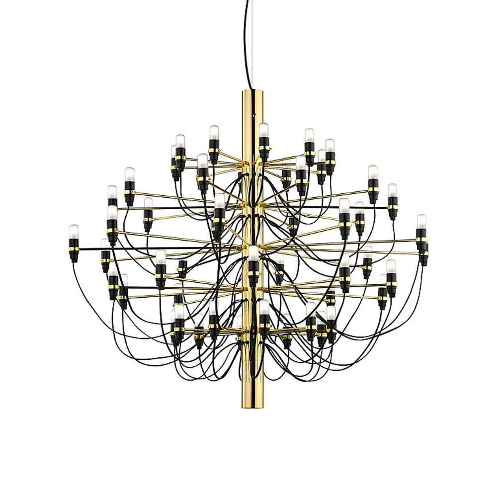 2097 Sarfatti chandelier, Brass 50 lamps Flos