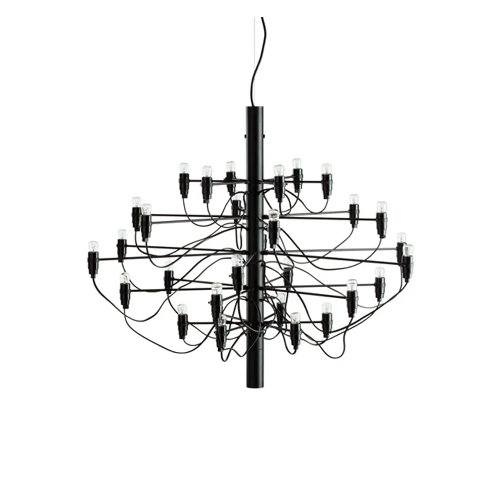 2097 Sarfatti chandelier, Matte black 30 lamps Flos