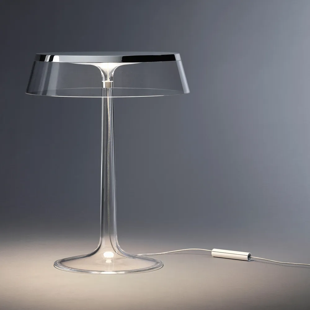 Bon Jour T table lamp, Copper, transparent lampshade Flos