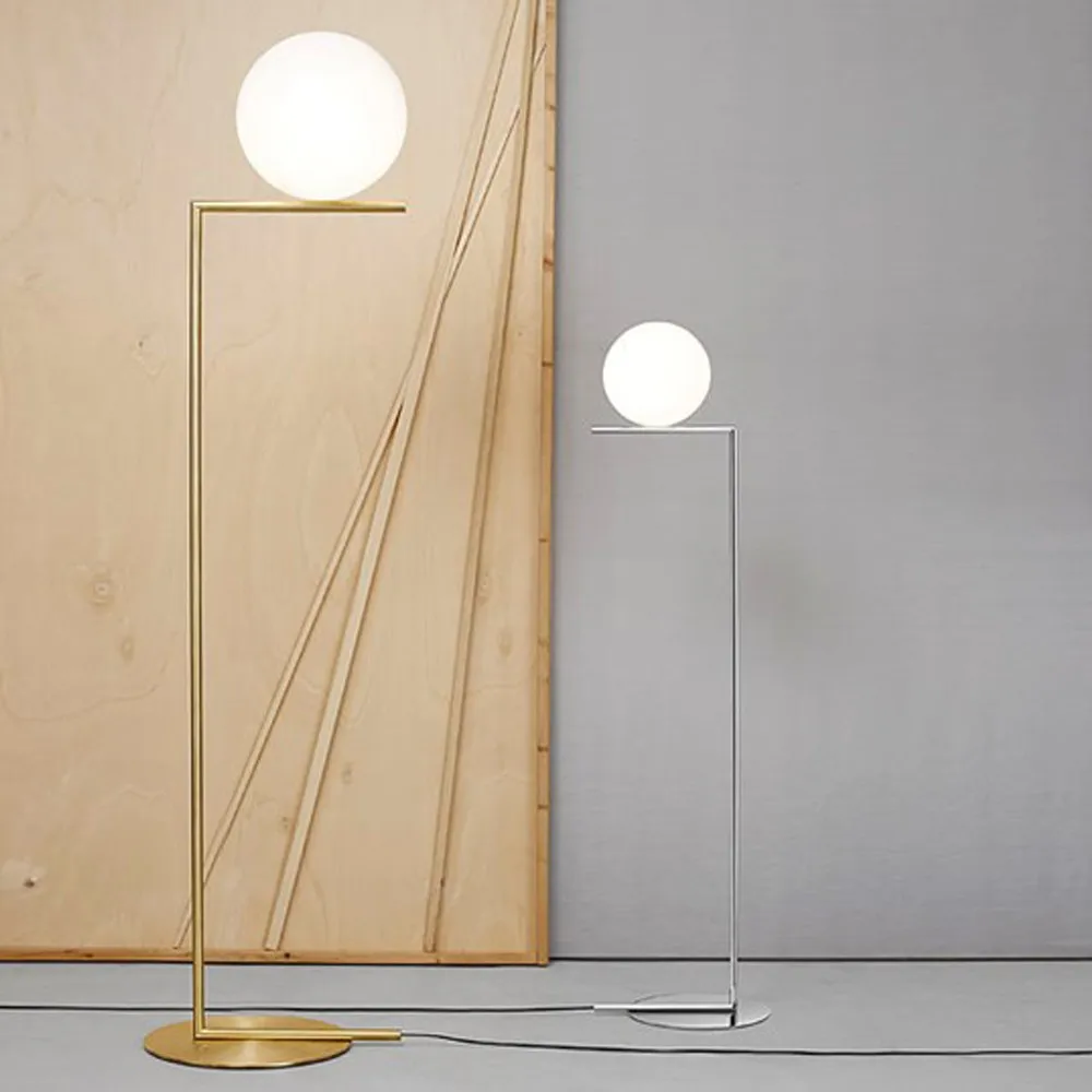 IC Lights F2 floor lamp, Brushed brass, opal Flos