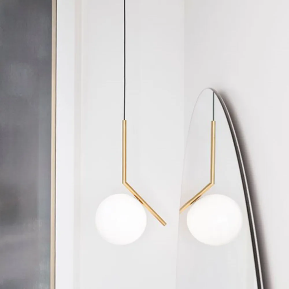 IC lights S1 pendant, Brushed brass, opal Flos