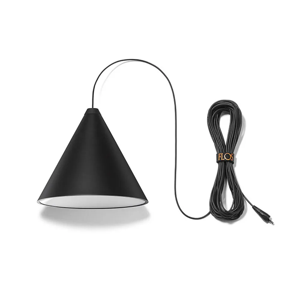 String Light Cone pendant, Black, 22 m cable Flos