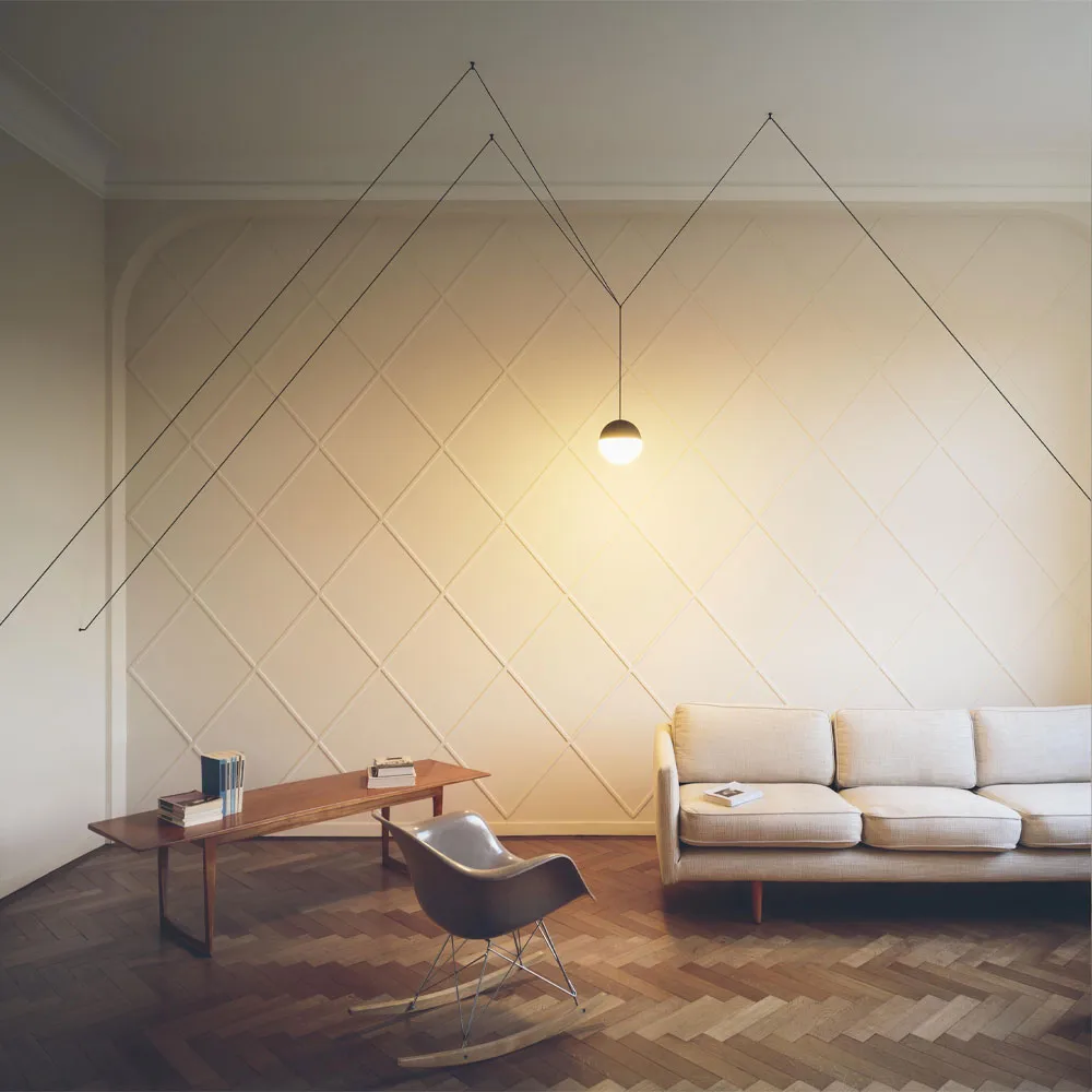 String Light Sphere pendant, Black, 12 m cable Flos