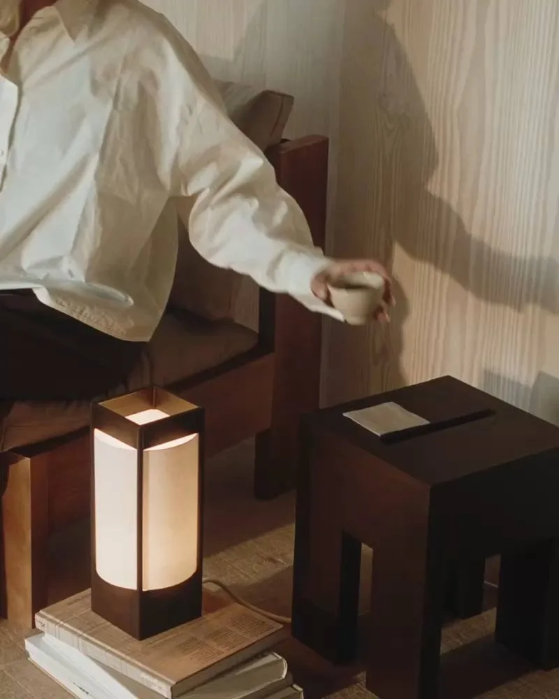 Andon table lamp, Dark brown ash, 32 cm Form & Refine
