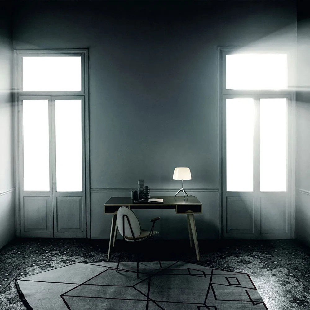 Lumiere Grande Dimmable table lamp, White, black chrome Foscarini