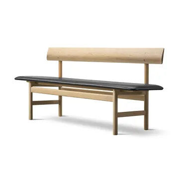 Mogensen 3171 bench - Soaped oak-leather omni 301 black - Fredericia Furniture