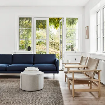 Mono seat pouf - Grand linen beige, Ø39 cm - Fredericia Furniture