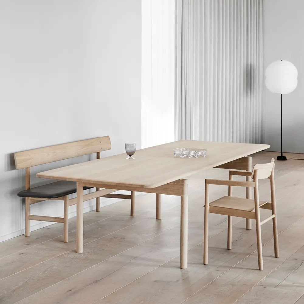 Post 6438 dining table, Soaped oak, 100x225 cm Fredericia Furniture