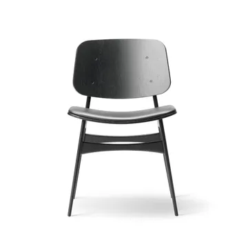 Søborg 3051 wood chair upholstered seat - Leather Omni black-black lacquer. oak - Fredericia Furniture