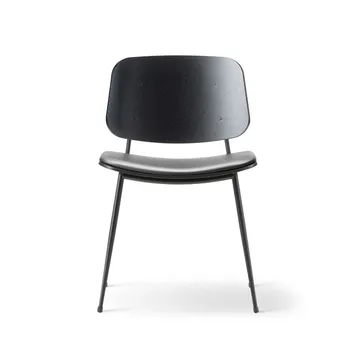 Søborg 3061 metal chair upholstered seat - Leather Omni black-black frame - Fredericia Furniture