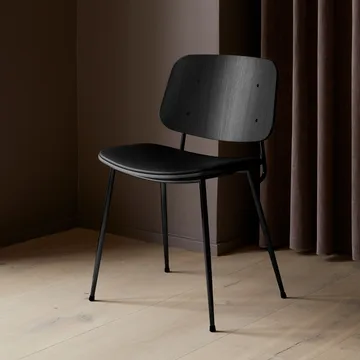 Søborg 3061 metal chair upholstered seat - Leather Omni black-black frame - Fredericia Furniture