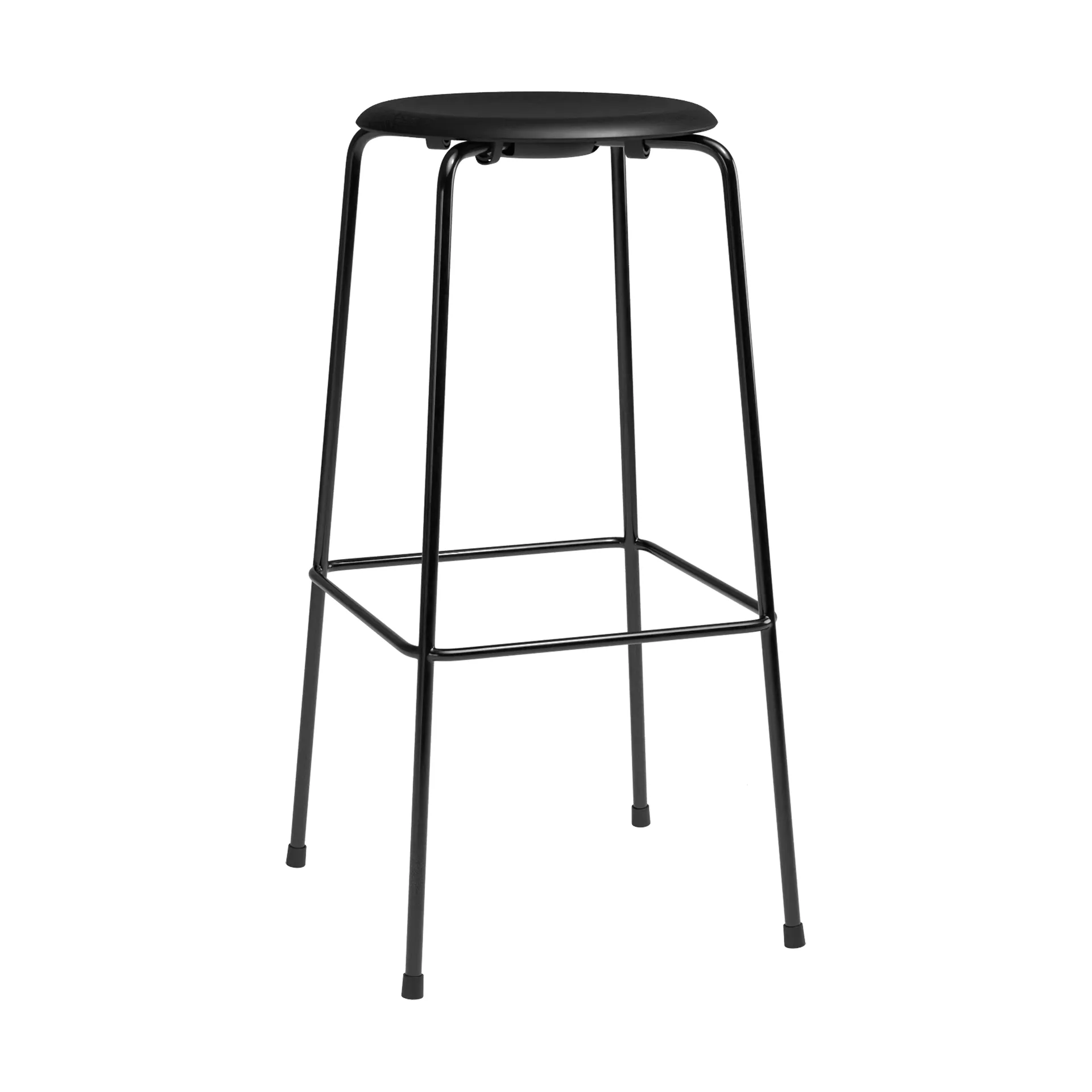 High Dot bar stool, Essential leather black-black steel Fritz Hansen