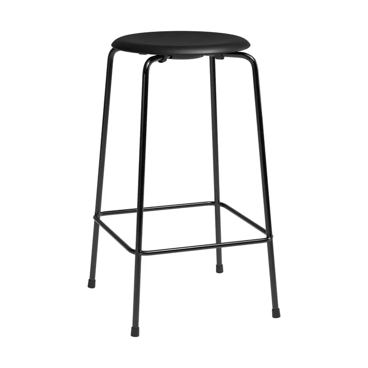 High Dot counter stool 4 legs - Essential black leather-black steel - Fritz Hansen