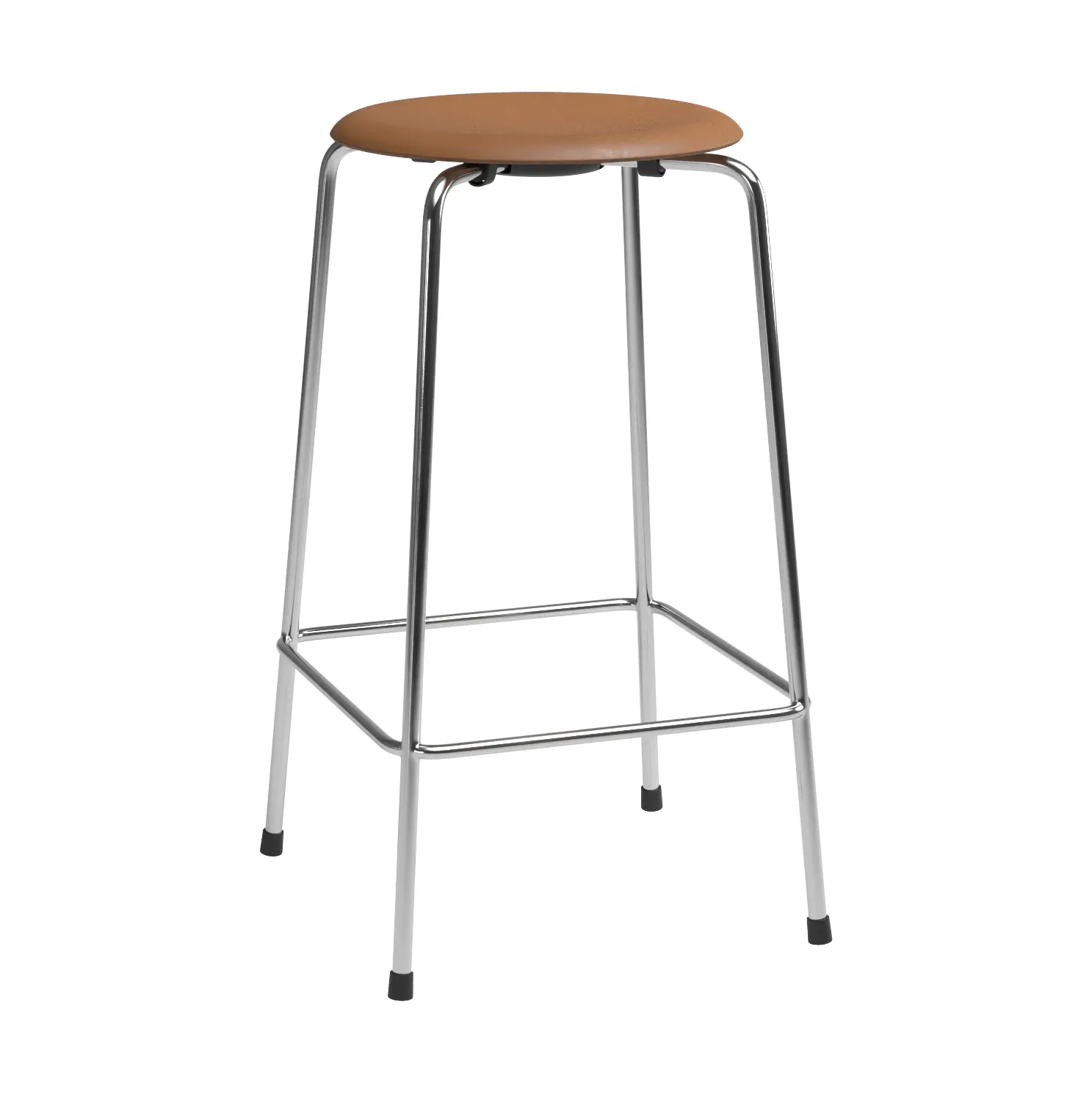 High Dot counter stool 4 legs, Essential walnut leather-chrome Fritz Hansen