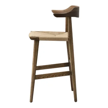 Hedda bar stool - Oak-black-paper cord natural - Gärsnäs