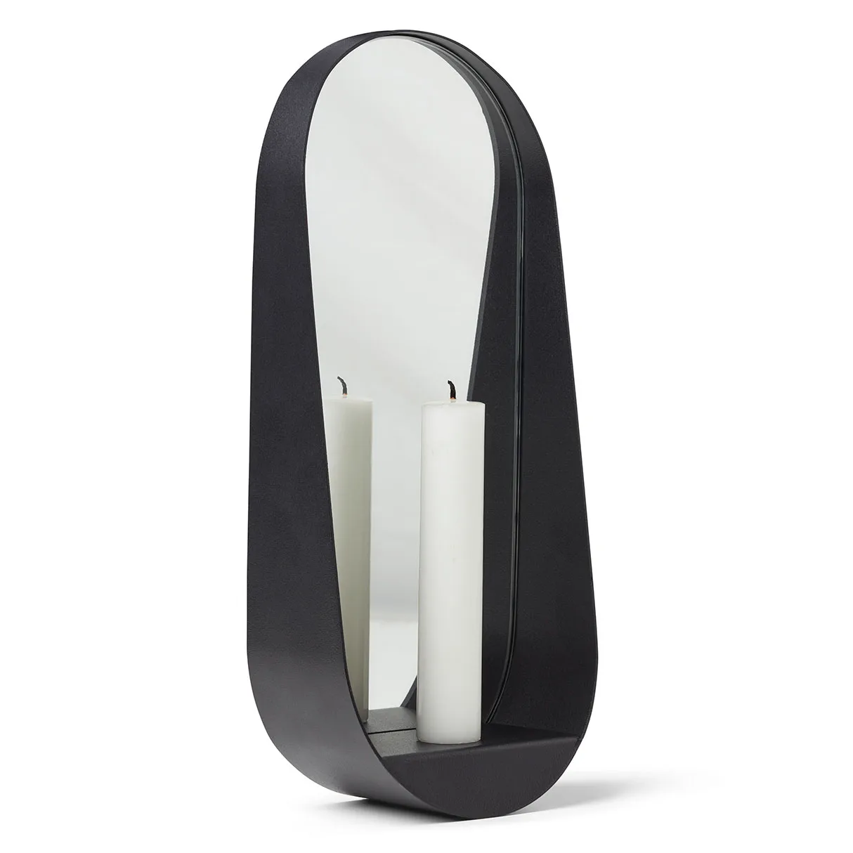 Glim mirror/candlestick oval 12x28 cm, Black Gejst