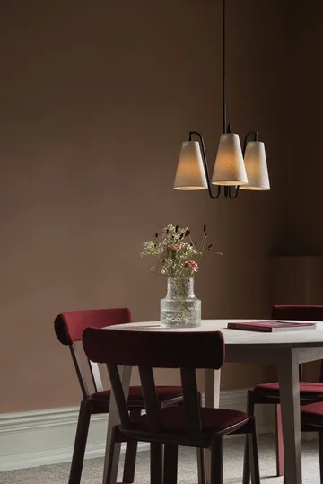 Lou pendant lamp - 3, white bouclé-black, 46x46 cm - Globen Lighting