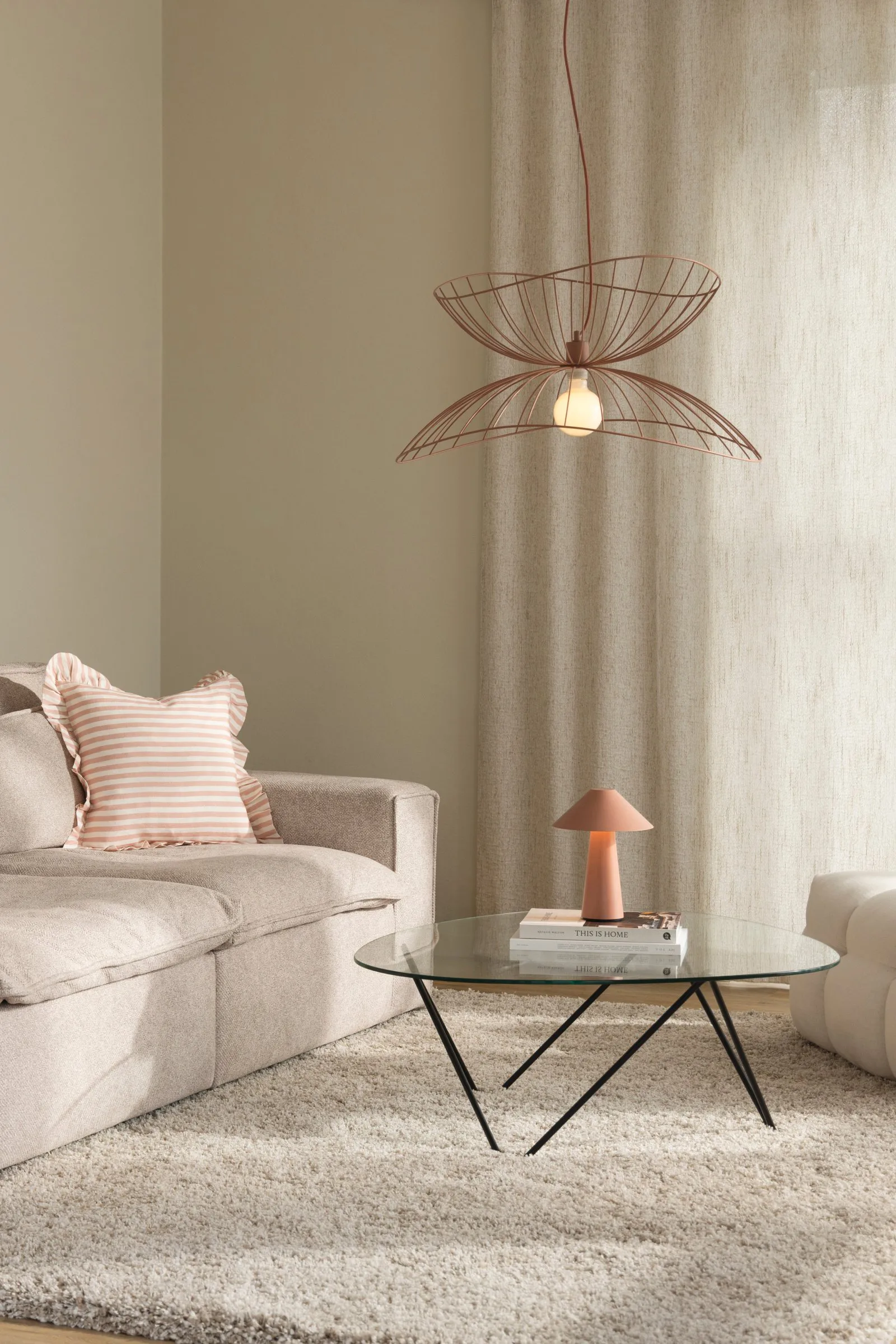 Ray ceiling lamp Ø70 cm, Dusty pink Globen Lighting