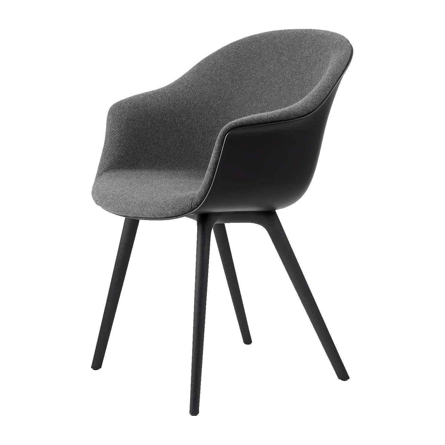 Bat Dining Chair - upholstered front, plastic base, Hallingdal 65 nr.173-black GUBI