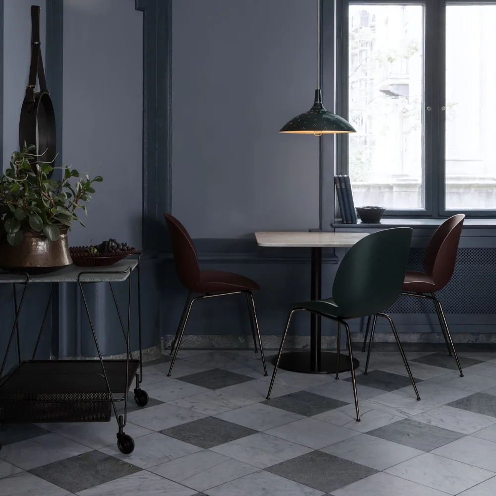 Beetle chair, Sweet pink, black steel legs GUBI