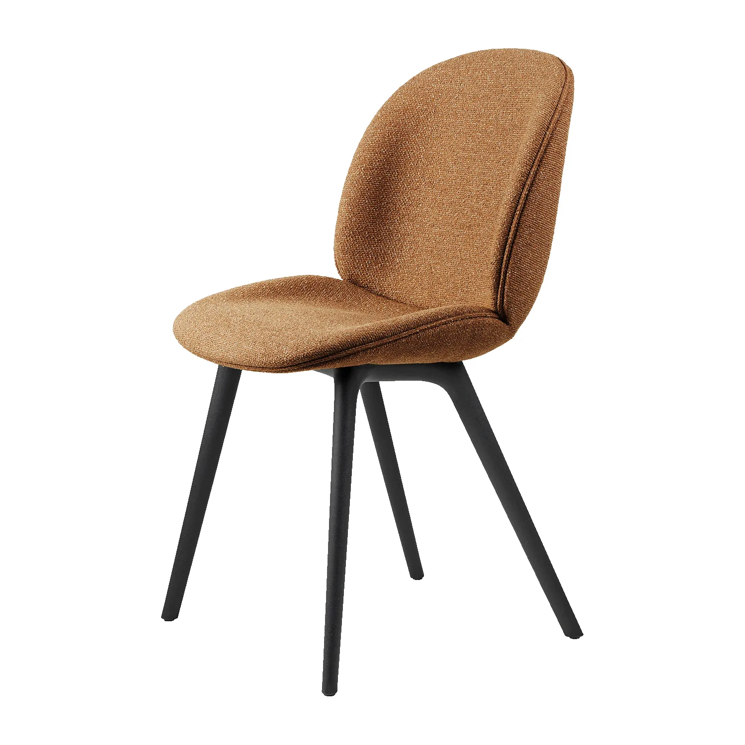 Beetle dining chair - fully upholstered-plastic base, Around bouclé 032-black GUBI